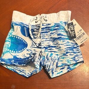 OshKosh B'gosh Blue and White Shark Print Swim Shorts